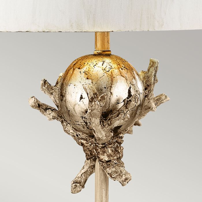 Trellis 1 Light Table Lamp - Putty Patina & Silver Leaf with Cream and Putty Shade