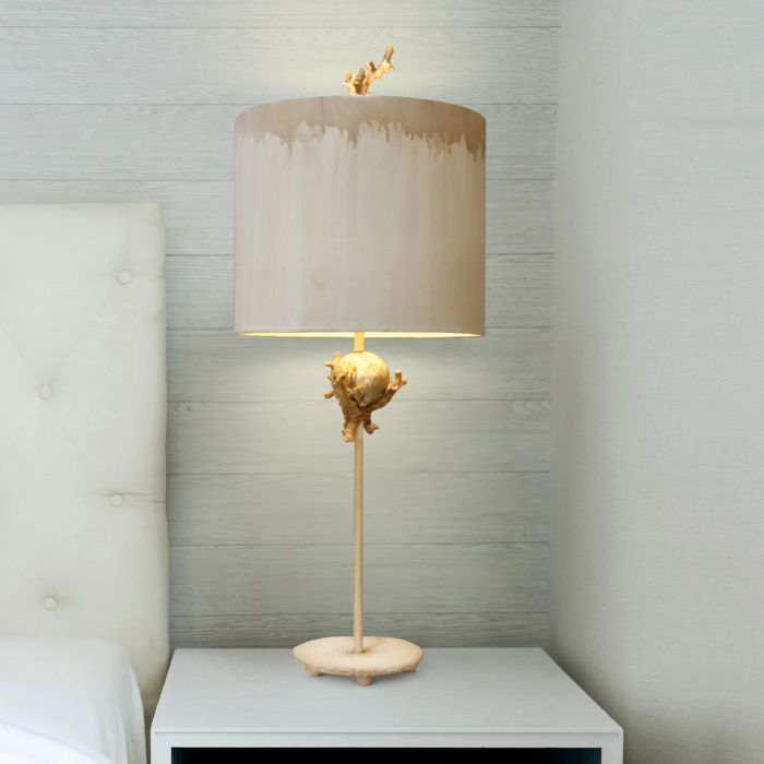 Trellis 1 Light Table Lamp - Putty Patina & Silver Leaf with Cream and Putty Shade