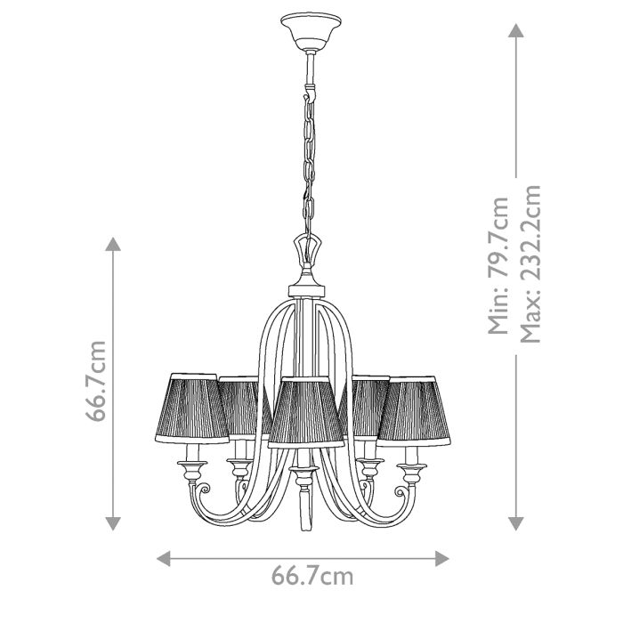Abbey 5 Light Chandelier - Silver Sand
