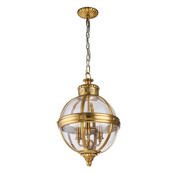 Adams 3 Light Pendant Chandelier - Burnished Brass