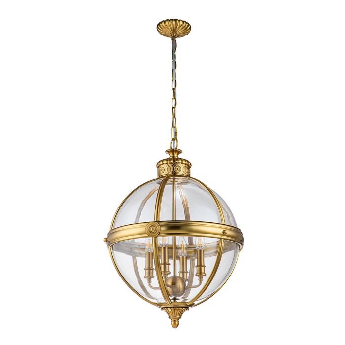 Adams 4 Light Pendant Chandelier - Burnished Brass