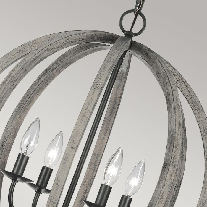 Allier 4 Light Pendant - Weathered Oak Wood / Antique Forged Iron