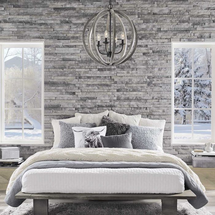 Allier 4 Light Pendant - Weathered Oak Wood / Antique Forged Iron