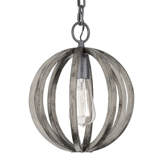 Allier 1 Light Mini Pendant - Weathered Oak Wood / Antique Forged Iron