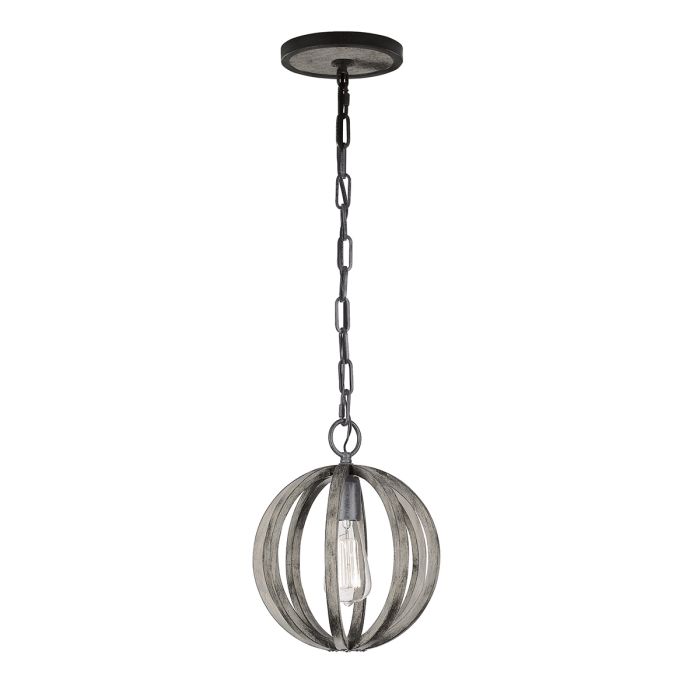 Allier 1 Light Mini Pendant - Weathered Oak Wood / Antique Forged Iron