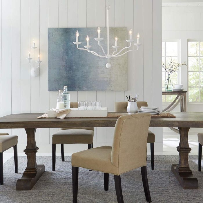 Annie 6 Light Chandelier - Textured Plaster White