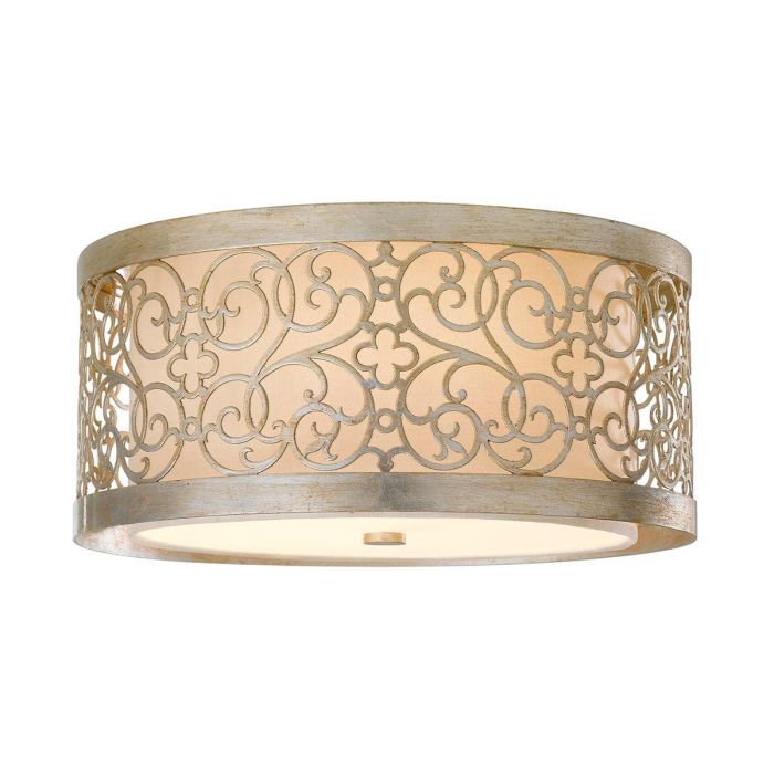 Arabesque 2 Light Flush Light - Silver Leaf Patina