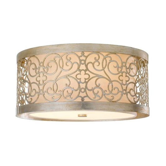 Arabesque 2 Light Flush Light - Silver Leaf Patina