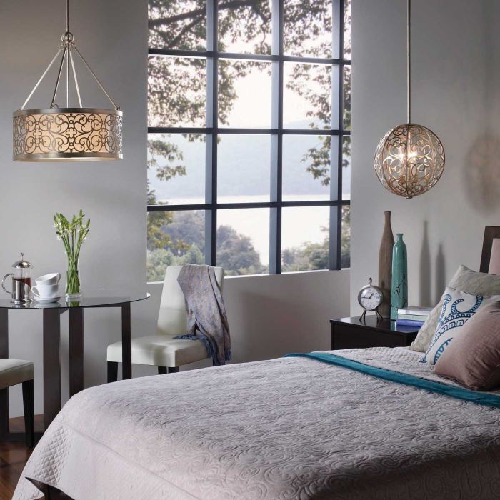 Arabesque 4 Light Chandelier - Silver Leaf Patina