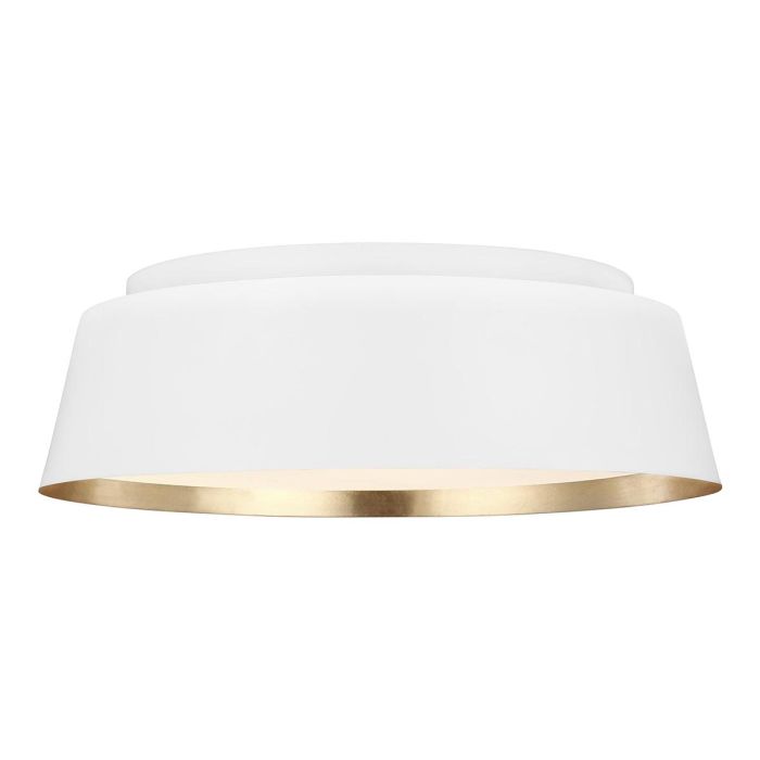 Asher 3 Light Flush Light - Matte White & Gold