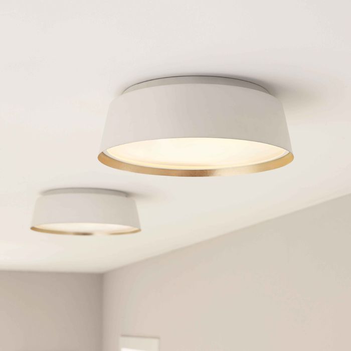Asher 3 Light Flush Light - Matte White & Gold