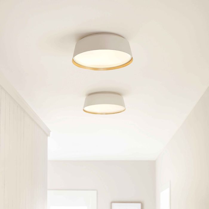 Asher 3 Light Flush Light - Matte White & Gold