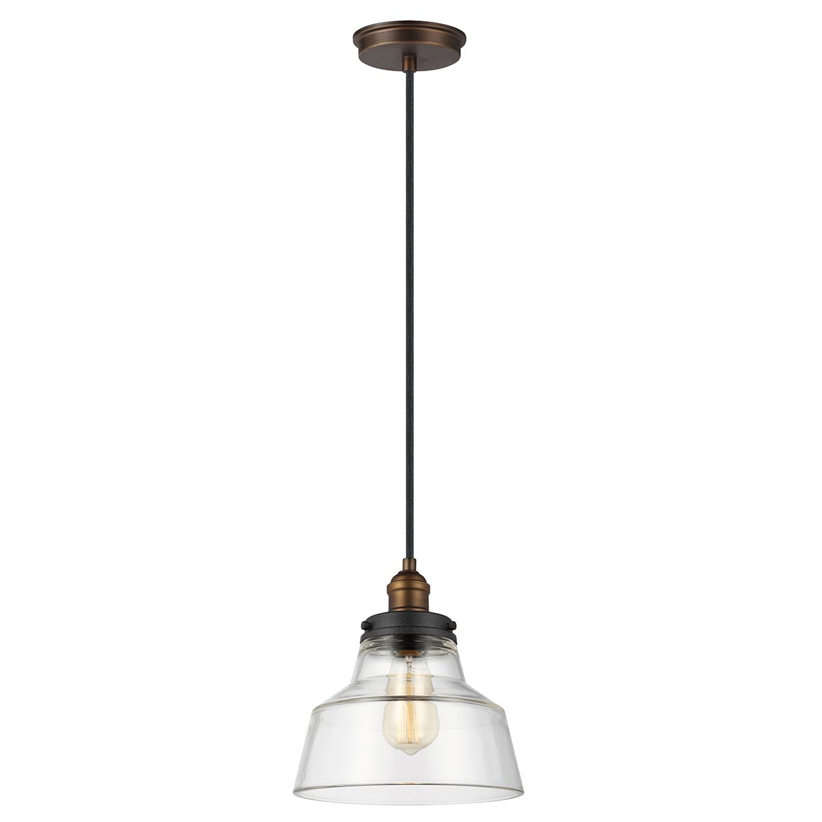 Baskin 1 Light Pendant – Aged Brass/Dark Weathered Zinc