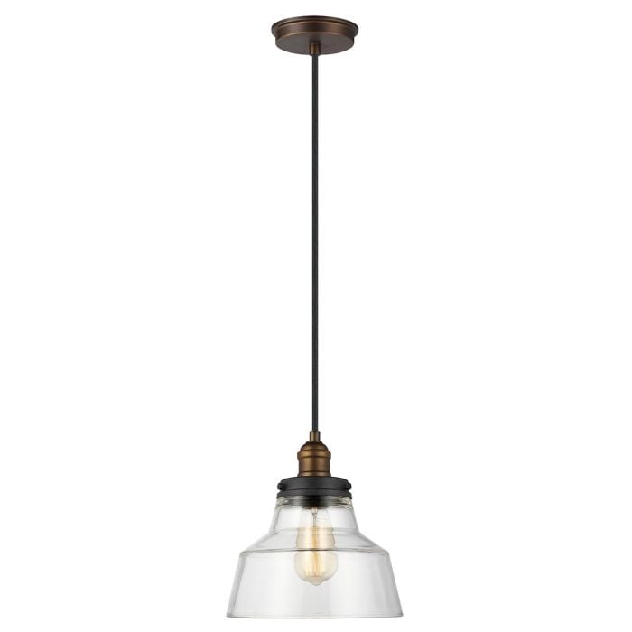 Baskin 1 Light Pendant - Painted Aged Brass / Dark Weathered Zinc