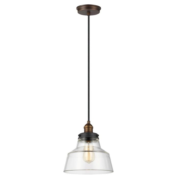 Baskin 1 Light Pendant - Painted Aged Brass / Dark Weathered Zinc