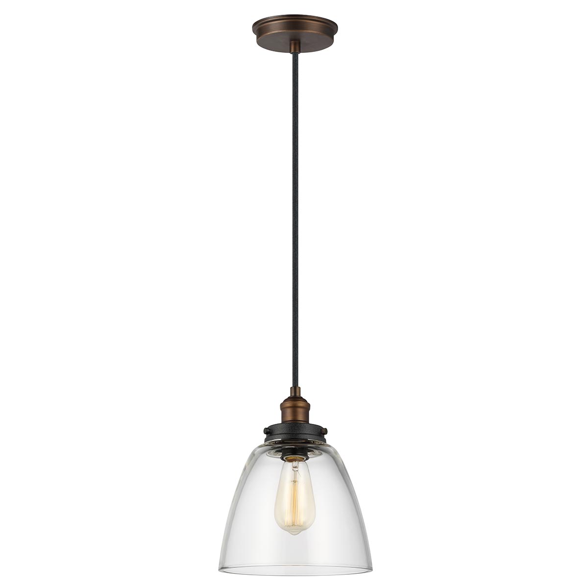 Baskin 1 Light Dome Pendant – Aged Brass/Dark Weathered Zinc