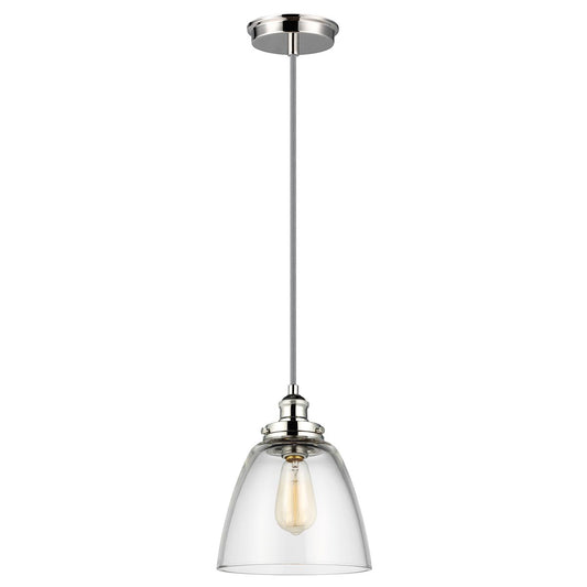 Baskin 1 Light Dome Pendant – Polished Nickel