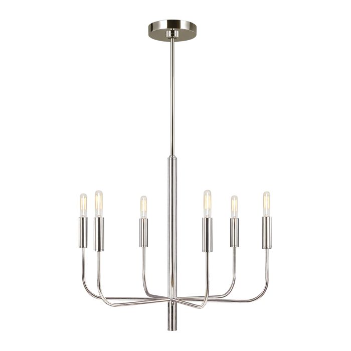 Brianna 6 lt Chandelier - Polished Nickel