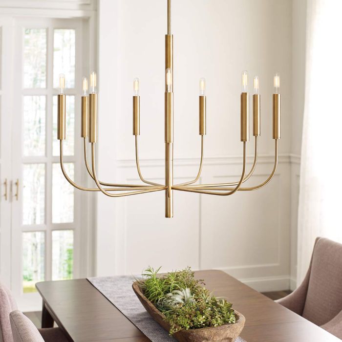 Brianna 9 Light Chandelier - Burnished Brass