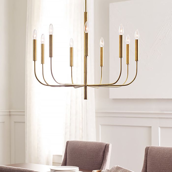 Brianna 9 Light Chandelier - Burnished Brass