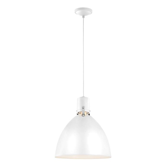 Brynne 1 Light Medium LED Pendant - Polished Nickel - Flat White / Chrome