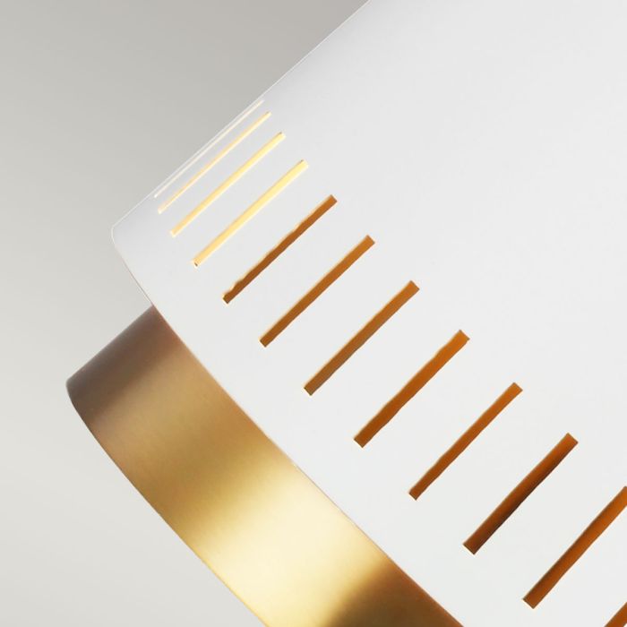 Carter 1 Light Pendant - Matte White with Brass accents