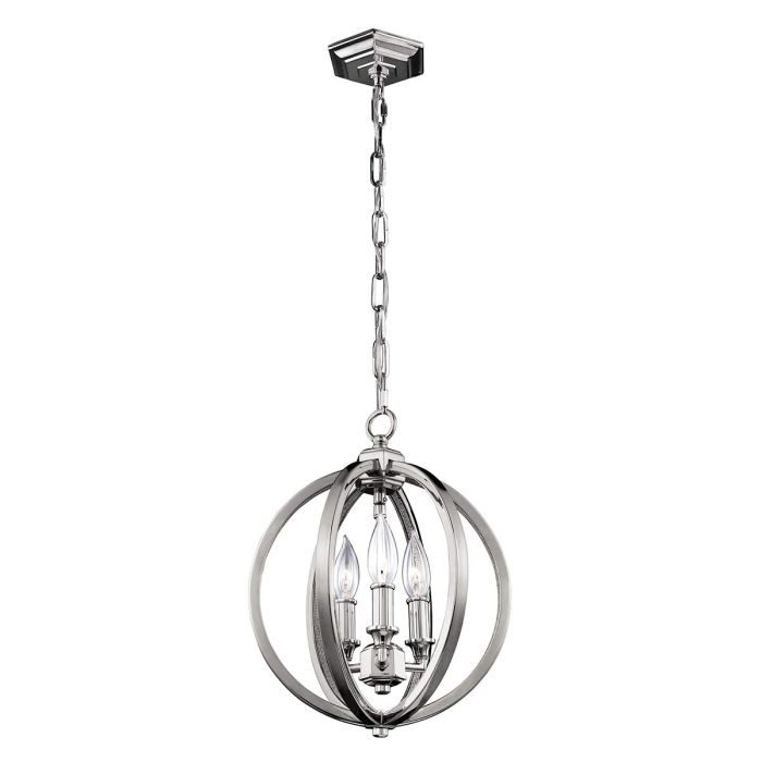 Corinne 3 Light Small Pendant - Polished Nickel, Crystals