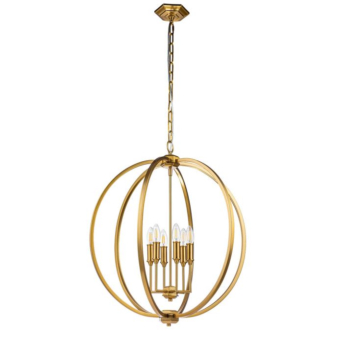 Corinne 6 Light Pendant - Burnished Brass