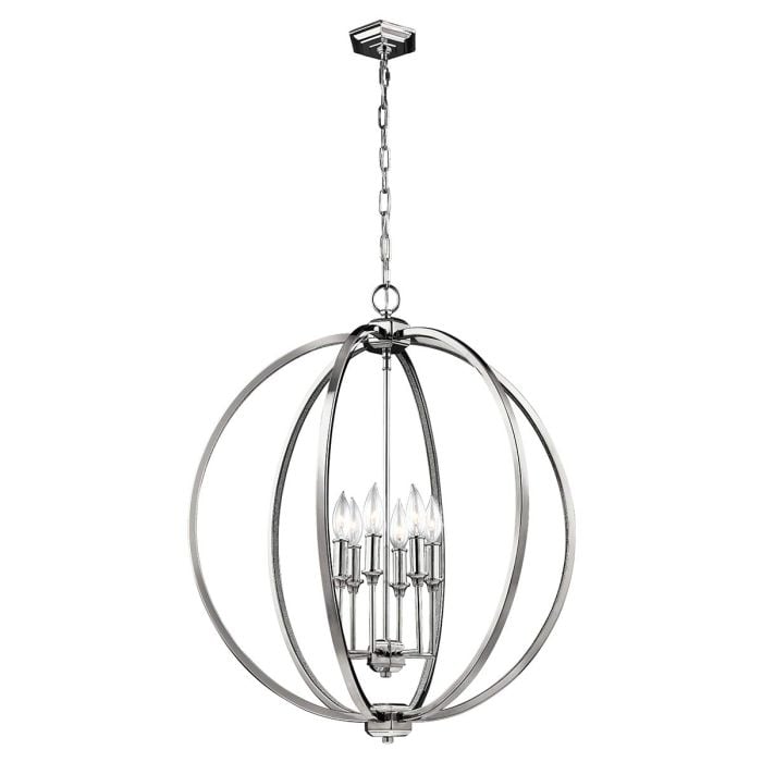 Corinne 6 Light Pendant - Polished Nickel, Crystals