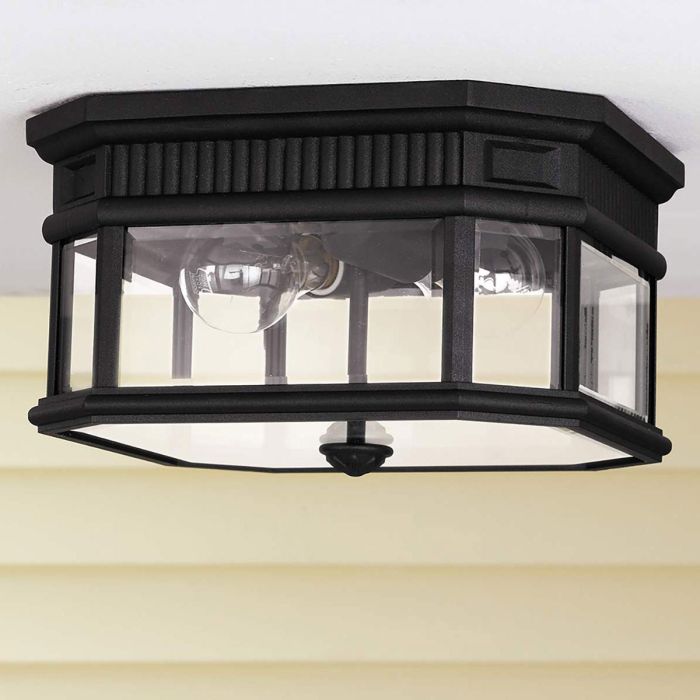 Cotswold Lane 2 Light Flush Ceiling Mount - Black