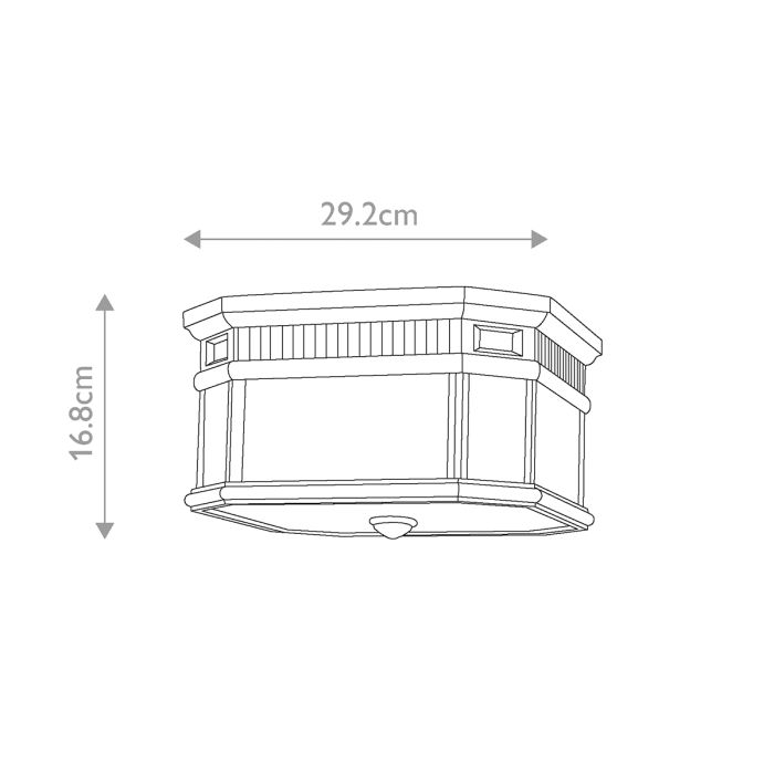 Cotswold Lane 2 Light Flush Ceiling Mount - Black