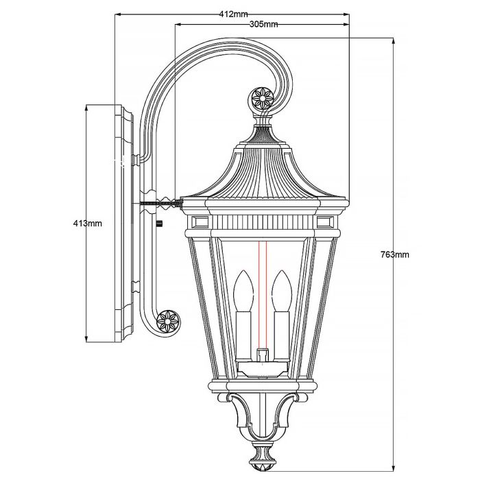 Cotswold Lane 3 Light Large Wall Lantern - Black