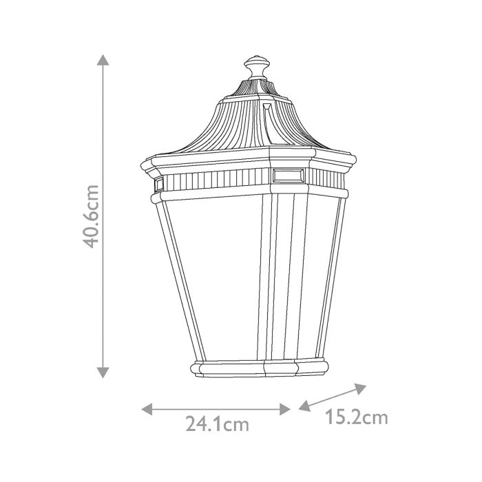 Cotswold Lane 2 Light Half Wall Lantern - Black