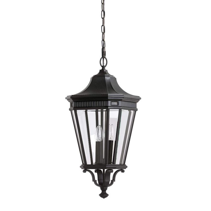 Cotswold Lane 3 Light Large Chain Lantern - Black