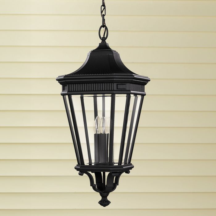 Cotswold Lane 3 Light Large Chain Lantern - Black