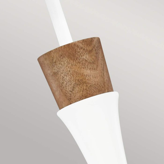 Darwin 1 Light Pendant - Matte White with Wood Accent
