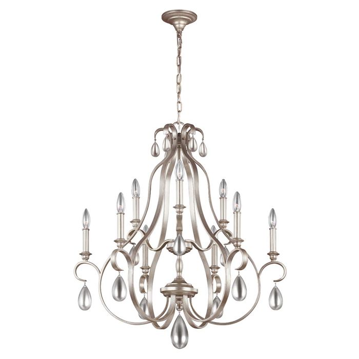 DeWitt 9 Light Chandelier - Sunrise Silver