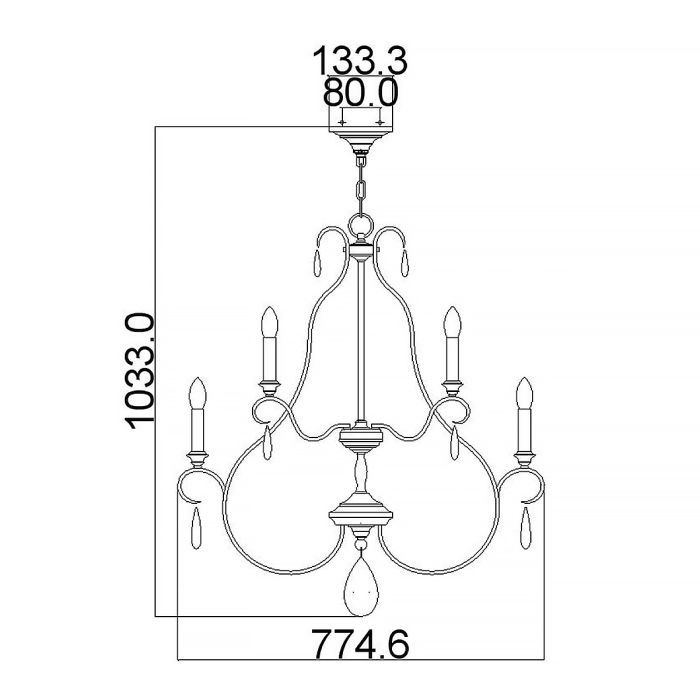 DeWitt 9 Light Chandelier - Sunrise Silver