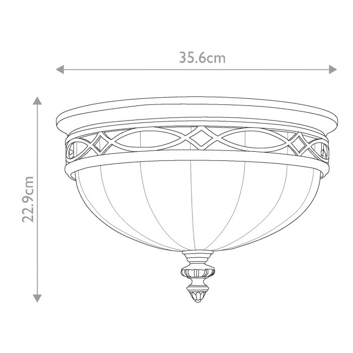 Drawing Room 3 Light Flush - Walnut