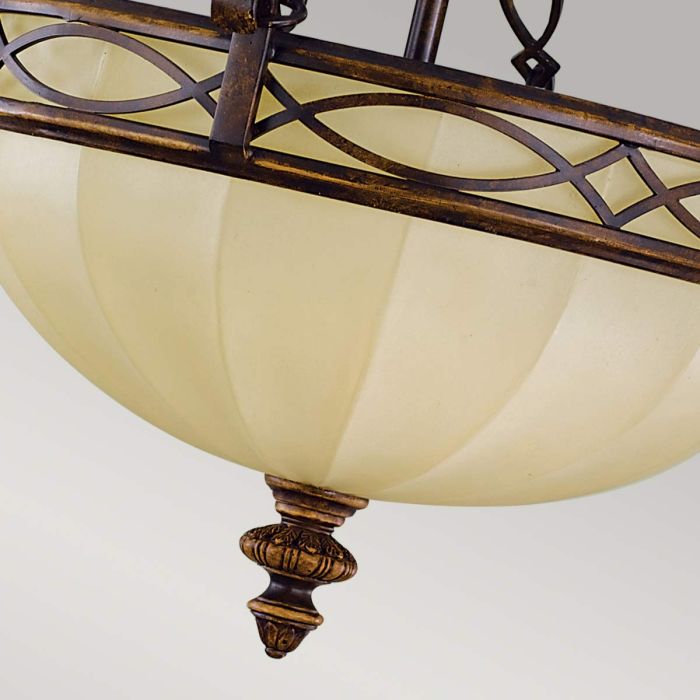 Drawing Room 2 Light Flush - Walnut with traditional Edwardian style