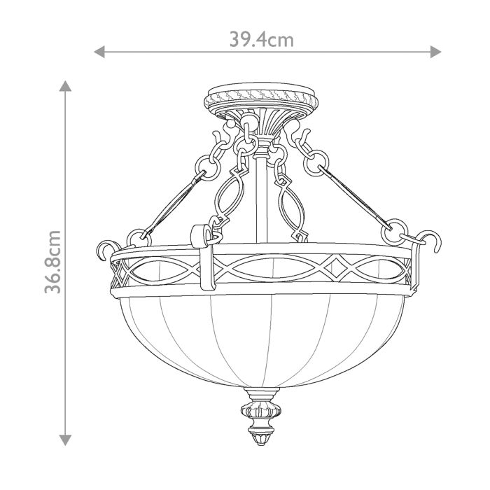 Drawing Room 2 Light Flush - Walnut with traditional Edwardian style