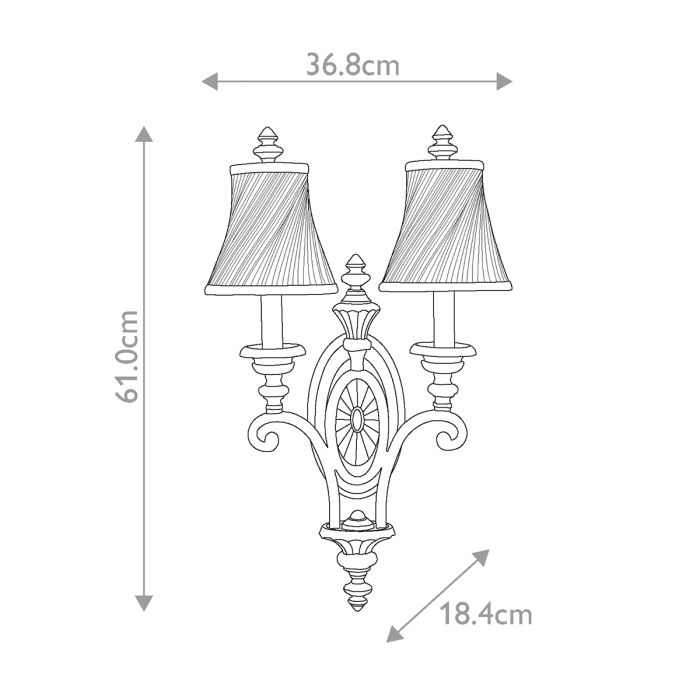 Drawing Room 2 Light Wall Light - Walnut