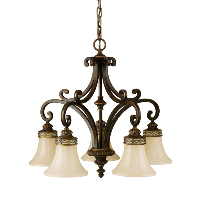 Drawing Room 5 Light Chandelier - Walnut