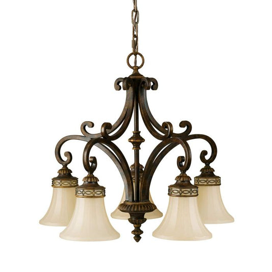 Drawing Room 5 Light Chandelier - Walnut