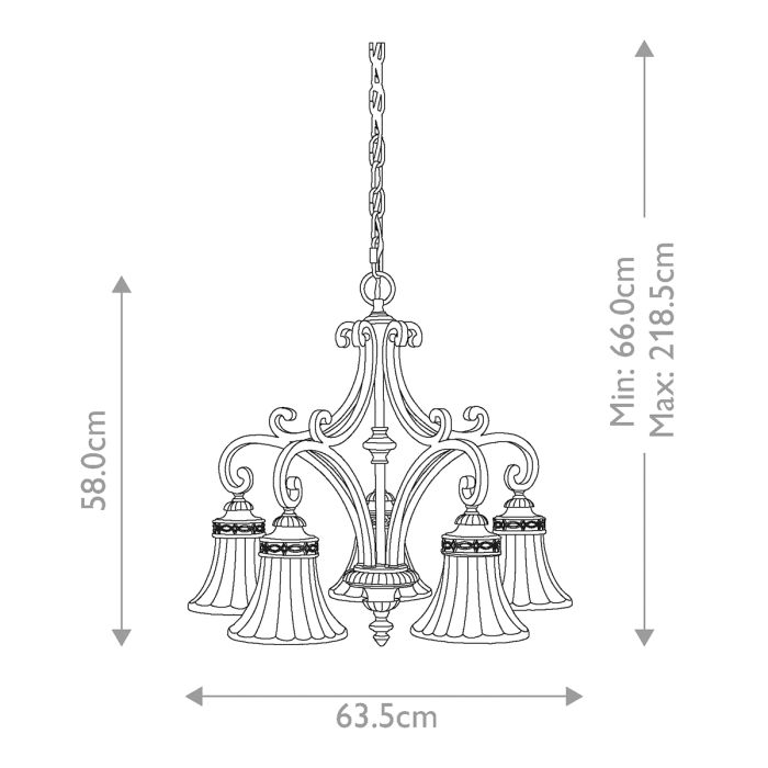 Drawing Room 5 Light Chandelier - Walnut
