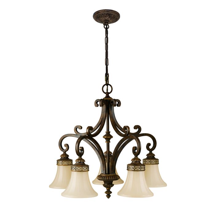 Drawing Room 5 Light Chandelier - Walnut
