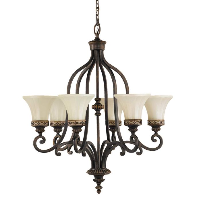 Drawing Room 6 Light Chandelier - Walnut