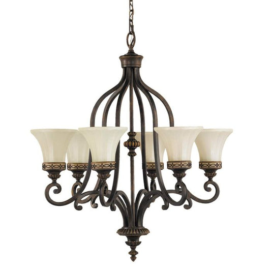 Drawing Room 6 Light Chandelier - Walnut