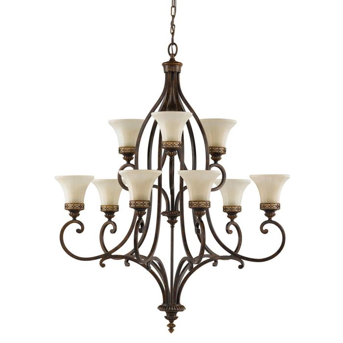Drawing Room 9 Light Chandelier - Walnut