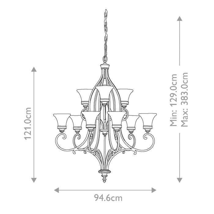 Drawing Room 9 Light Chandelier - Walnut
